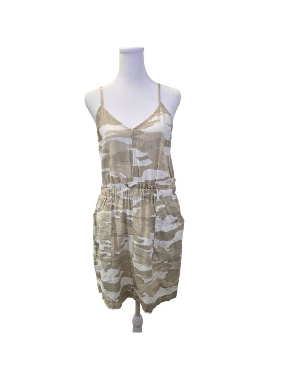 Splendid Linen Blend Raw Hem Camouflage Mini Dress Size Medium
